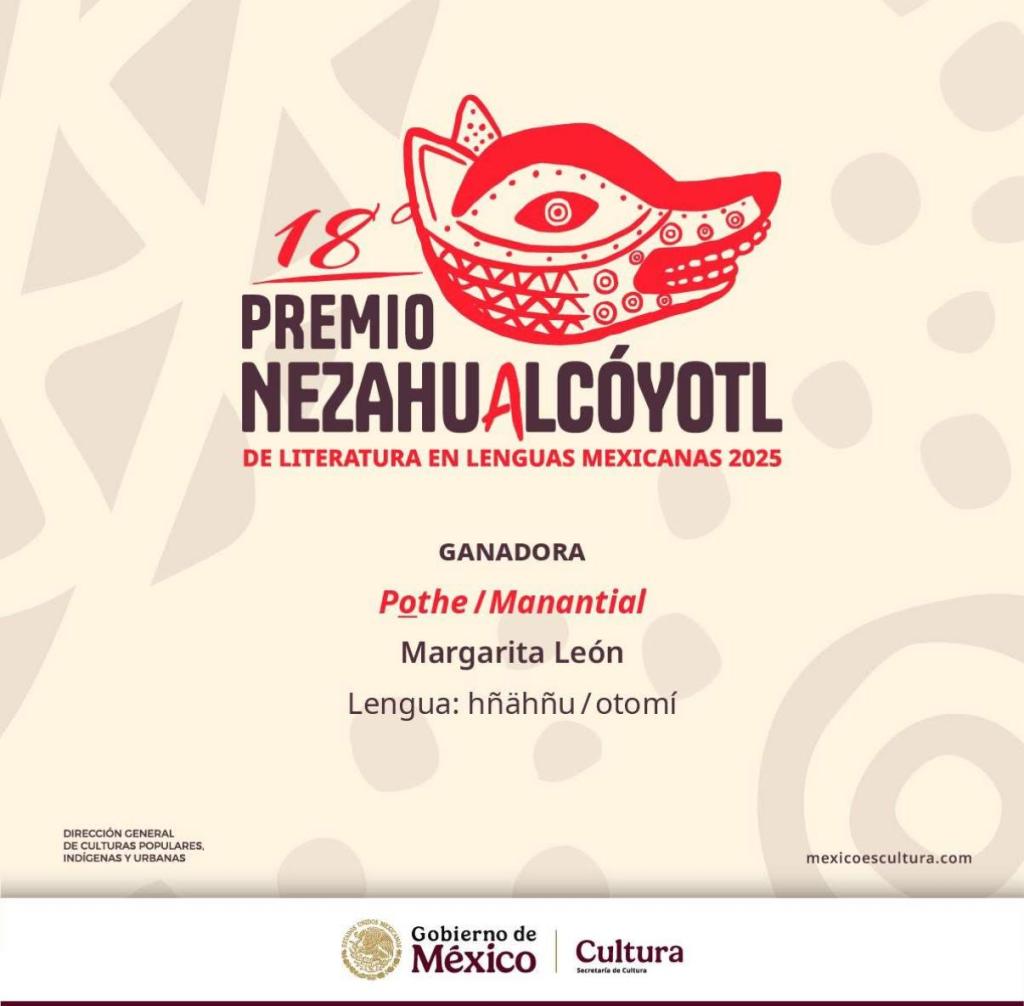 Ganadora del 18° Premio Nezahualcóyotl de Literatura en Lenguas Mexicanas&nbsp;2025